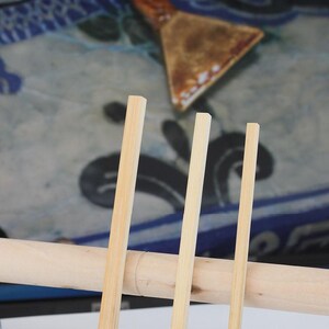 May include: Three triangle wax knives with wooden handles and brass blades. The image text states the knives are made of copper foil and are for waxing. The blade sizes are 4cm, 3cm, and 2cm.