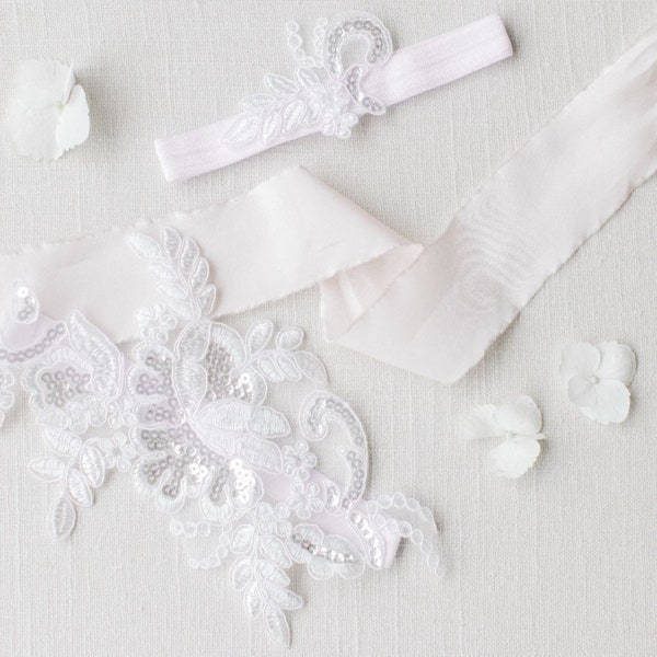 White Lace Garter Set, Vintage Lace Garter set, Lace Bridal Garter Set, Wedding Garter Belts