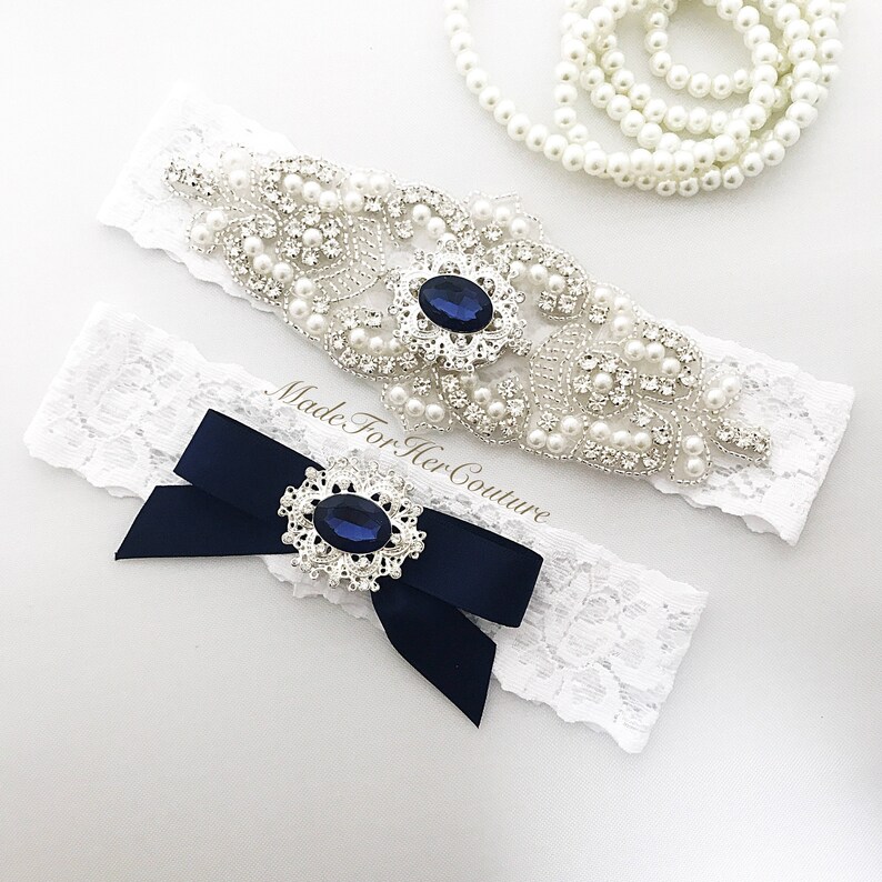 bridal garter, navy bridal garter navy wedding garter Navy blue wedding garter navy blue bridal garter wedding garter