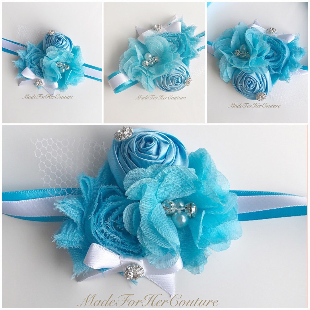 Blue Corsages, Blue Wrist Flower, Wrist Corsage, Wedding Corsage, Blue