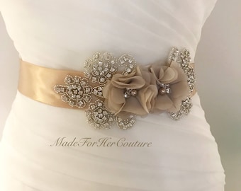 Wedding Belt, Wedding Sash, Bridal Sash, Bridal Belt, Champagne Bridal Sash, Champagne Wedding Belt, champagne bridal belt, champagne sash