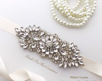Rhinestone horse hair bridal dress belt crystal belt sash rhinestone bridal sash Rhinestone horse hair bridal dress belt crystal belt sash  main image 4