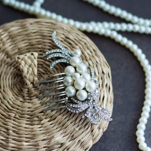 Vintage Hair Comb, Pearl Hair Comb, wedding hair piece , bridal hair piece, bridal hair comb, wedding hair accessories silver