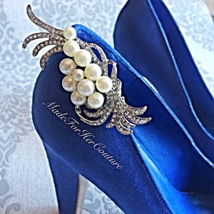 Pearl Wedding Shoe Clips: Bridal Shoe Accessory, 4-inch Embellishment