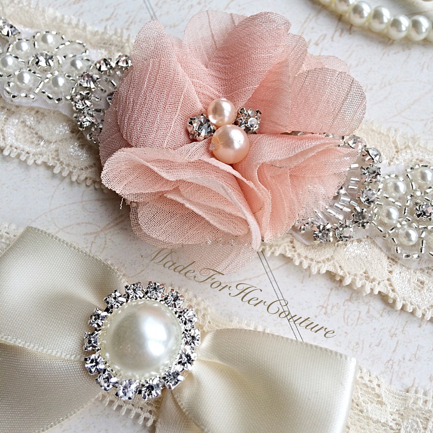Peach Wedding GarteStretch Lace GarterBridal GarterLace