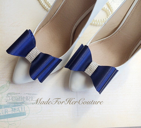 Navy Blue Shoe Clips, Wedding Shoe Clips, Shoe Clip Ons, Bridal