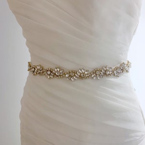 Gold Rhinestone Wedding/Bridal Dress Sash Belt