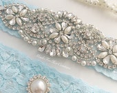 Something Blue Wedding Garter Set - Bridal Garter Set - Blue Garters - Garters For Wedding