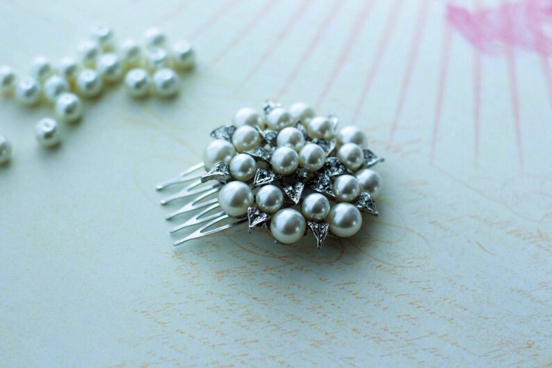 Pearl Hair Comb, Wedding Hair Comb, Bridal Hair Comb, Pearl & Rhinestone Hair Comb, Bridal Hair Piece, Prom Hair Piece, Wedding Hair Piece, image 3