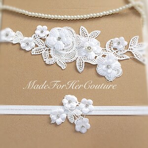 White Lace Garter, Lace Wedding Garter Set, Lace Garter, Vintage Garter set, Keepsake Garter set, lace bridal garter, winter wedding garter