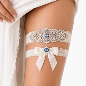 Celestial Blue Wedding Garter for Bride, Something Blue