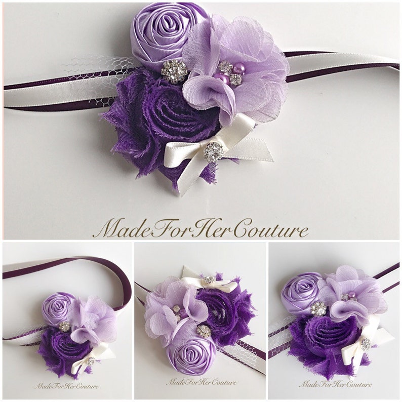 Purple Corsages Wrist Flower Wrist Corsage Wedding Corsage Etsy