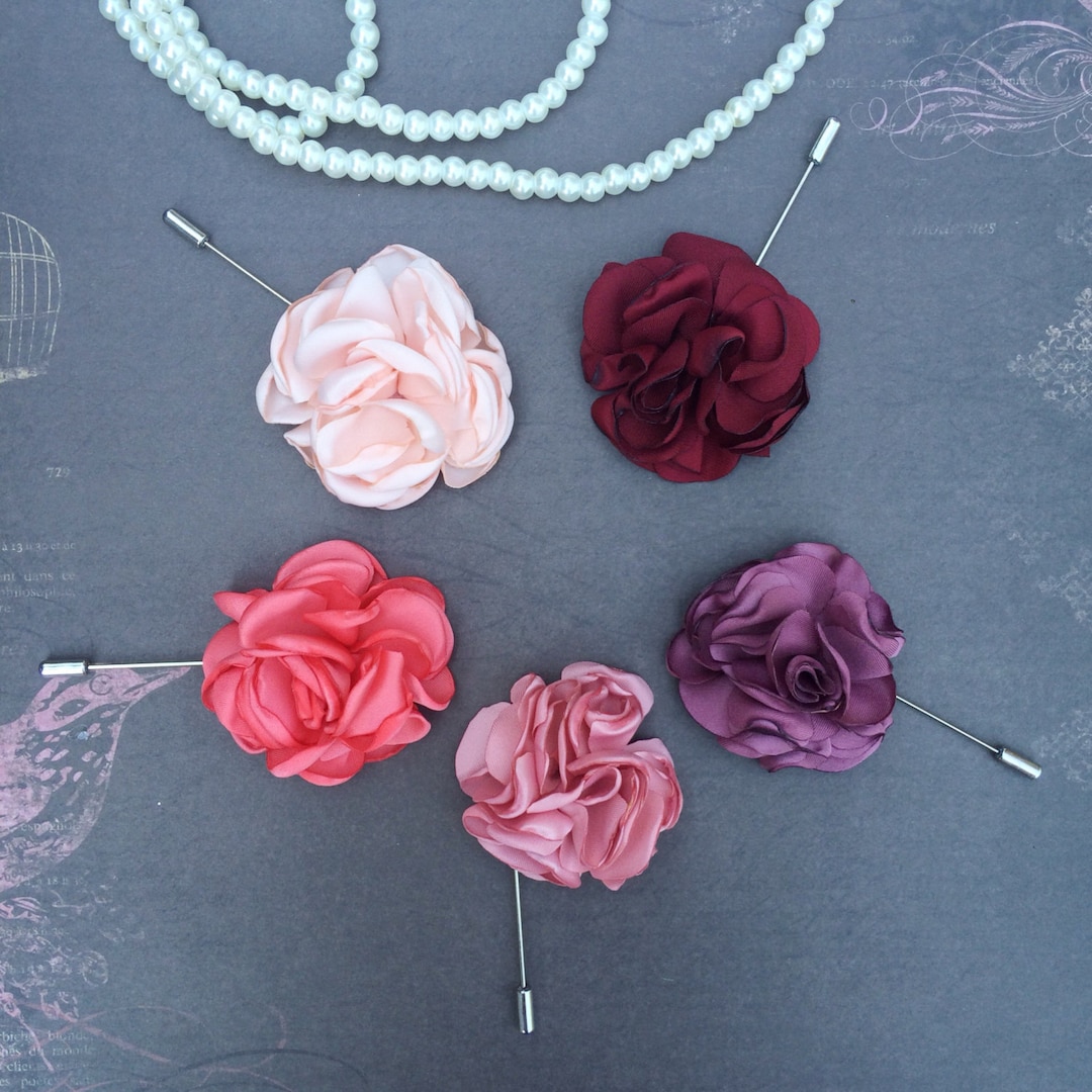 Floral Rustic Pin Handmade Satin Flower Lapel Pin: Rustic Groomsmen Boutonniere - Etsy