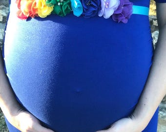 Rainbow Flower Sash: Handmade Felt Baby Belt