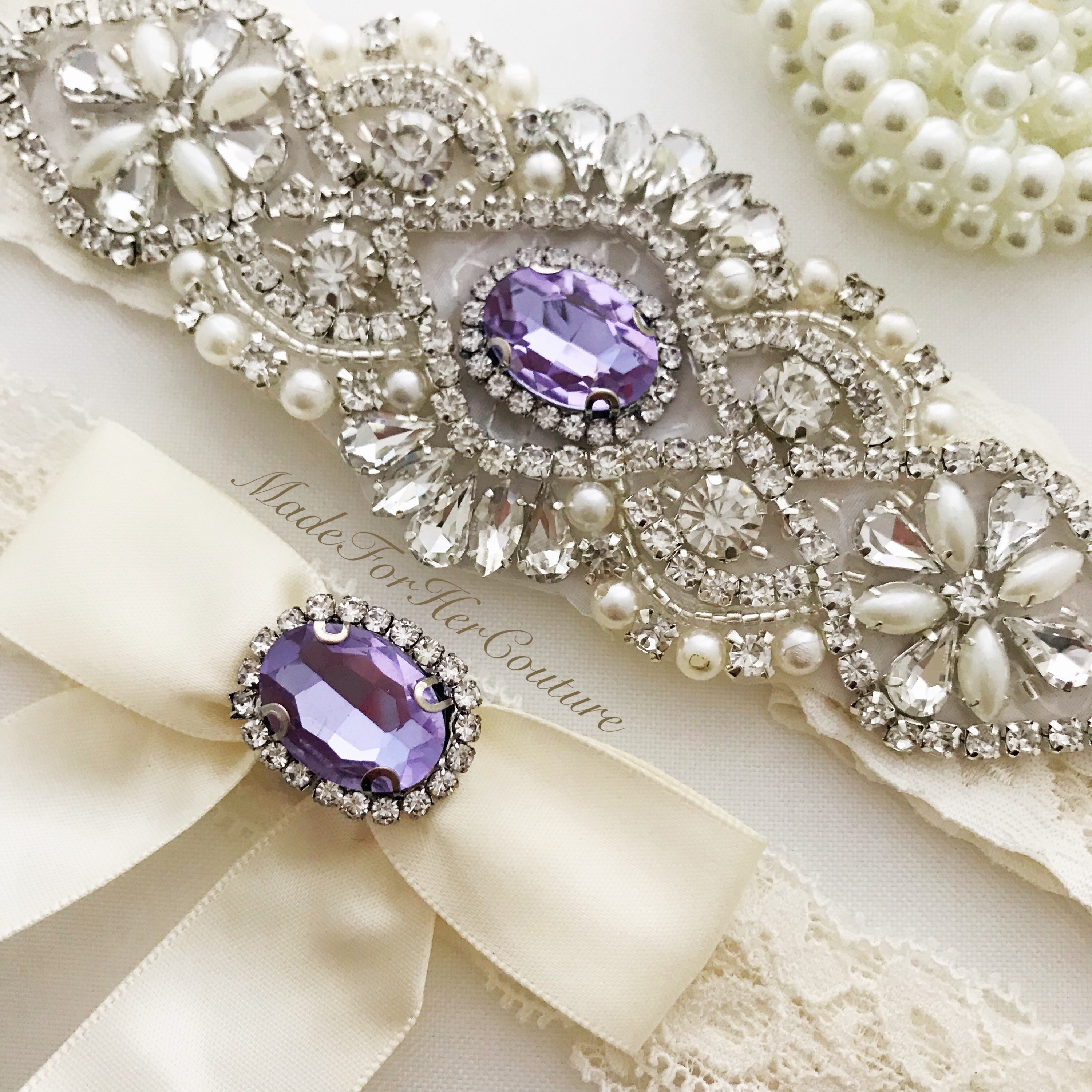 【SCULPTOR】Wedding Garter Belt Half-pants Pale Purple Amazon.com: Lace Wedding Garters for Bride Pearl Stretch