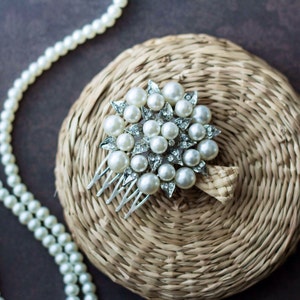 Pearl Hair Comb, Wedding Hair Comb, Bridal Hair Comb, Pearl & Rhinestone Hair Comb, Bridal Hair Piece, Prom Hair Piece, Wedding Hair Piece,