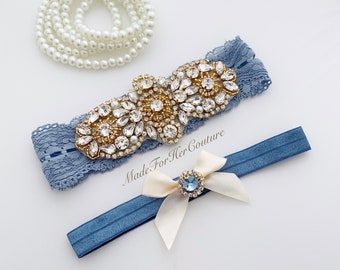 garters for wedding, wedding garter, gold garter, antique blue garter, garter set wedding, bridal garter, wedding garter gold, garter belt,