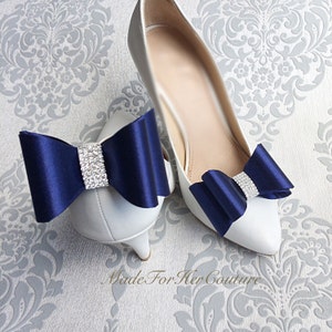 Navy Blue Shoe clips, wedding shoe clips, shoe clip ons, bridal shoe clips, shoe clips wedding, bridal shoes, Bow Shoe clips, shoe clip bows