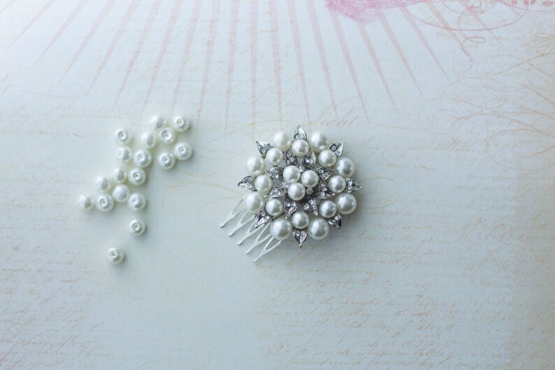 Pearl Hair Comb, Wedding Hair Comb, Bridal Hair Comb, Pearl & Rhinestone Hair Comb, Bridal Hair Piece, Prom Hair Piece, Wedding Hair Piece, image 2