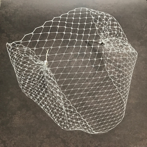 Ivory Birdcage Veil: Simple Bridal Veil with Bobby Pins, Also Available in White