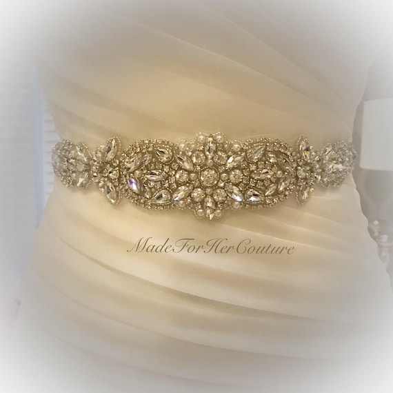 Crystal Pearl Bridal Belt: Heirloom Wedding Sash - Etsy display picture 1