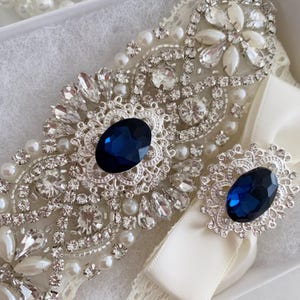 Chic Navy Wedding Garter Set for Bride - Something Blue Bridal Accessories