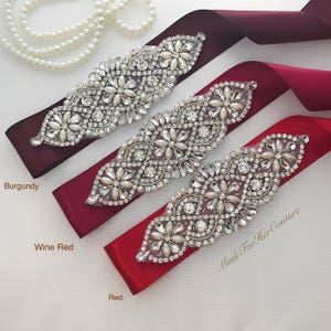 burgundy wedding dress sash Burgundy Flower Wedding Belt: Black Lace Bridal Sash