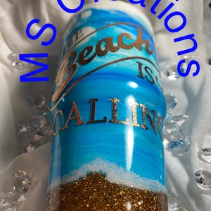 Beach tumbler, beach, the beach is calling, summer, beach, alcohol ink tumbler, sand and beach, personalization, gift , gift ideas