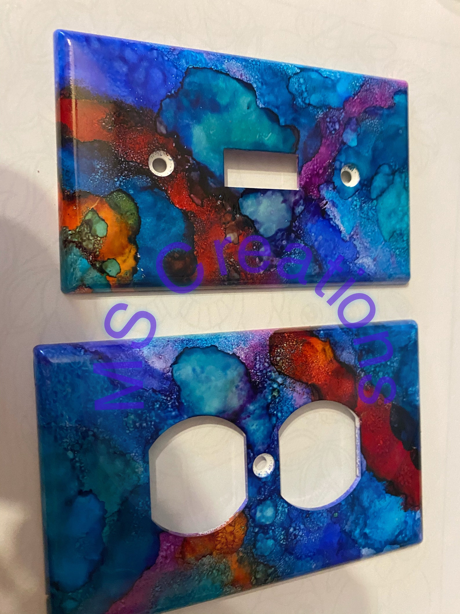 Light switch cover and plug in set alcohol ink switchplate Etsy