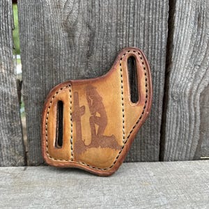 Small Knife Leather Sheath, Praying Cowgirl