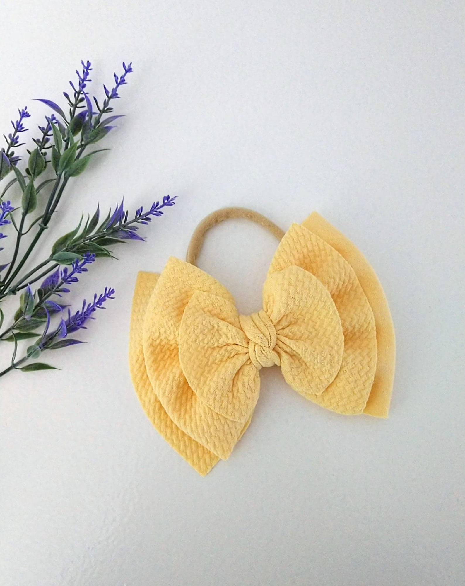 Yellow bow Nylon bow Nylon headband Baby bows Girl bows Etsy