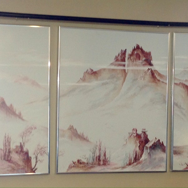 Asian Triptych Painting Etsy