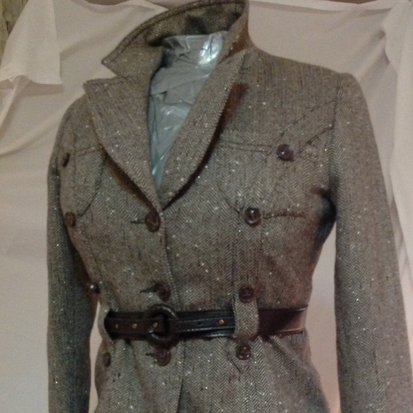 Complet 2 pièces jupe blazer en tweed pour Femme KENZEL®/Sz 40 EU/vintage 1980/saharienne/ceinture blazer double boutons/jupe crayon/BCBG