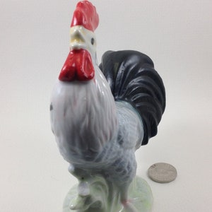 Antique white ceramic rooster figurine collectible vintage 1940