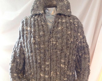 Handmade vintage unisex cardigan in pure wool