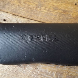 Authentic CHANEL vintage leather hard glasses case