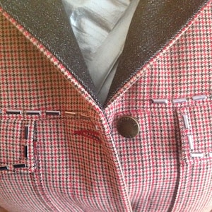 Women&#39;s Jacket/Size M/Wool and Denim/LE SPORTIVE by Mariella BURANI, Italy/Prince of Wales/Denim Lapels/Lining/Weekend/Sporty