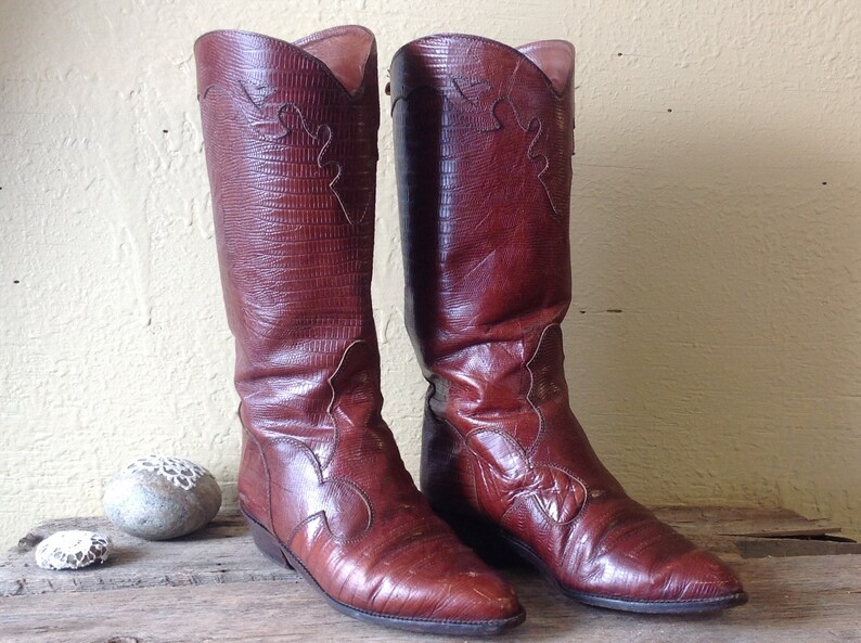 Women/'s western bootsall leather reptileCowgirlmade in Italysz 36 UE6 UShigh bootsTerra cottastreetweartrendy 2019