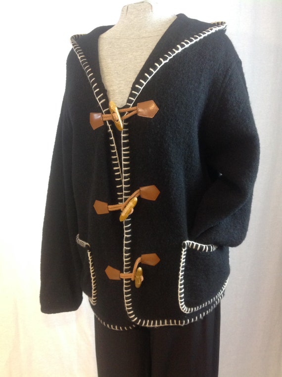 Tristan& Iseut cardigan 100% wool/vintage 1990/bl… - image 8