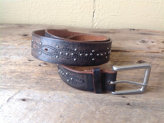 Unisex Studded and Stitched Black Leather Belt/vintage 1990/size S, 34/square Buckle With White Iron Finish, Western Style - Etsy Unisex Studded and Stitched Black Leather Belt/vintage 1990/size S, 34/square Buckle With White Iron Finish, Western Style - Etsy
