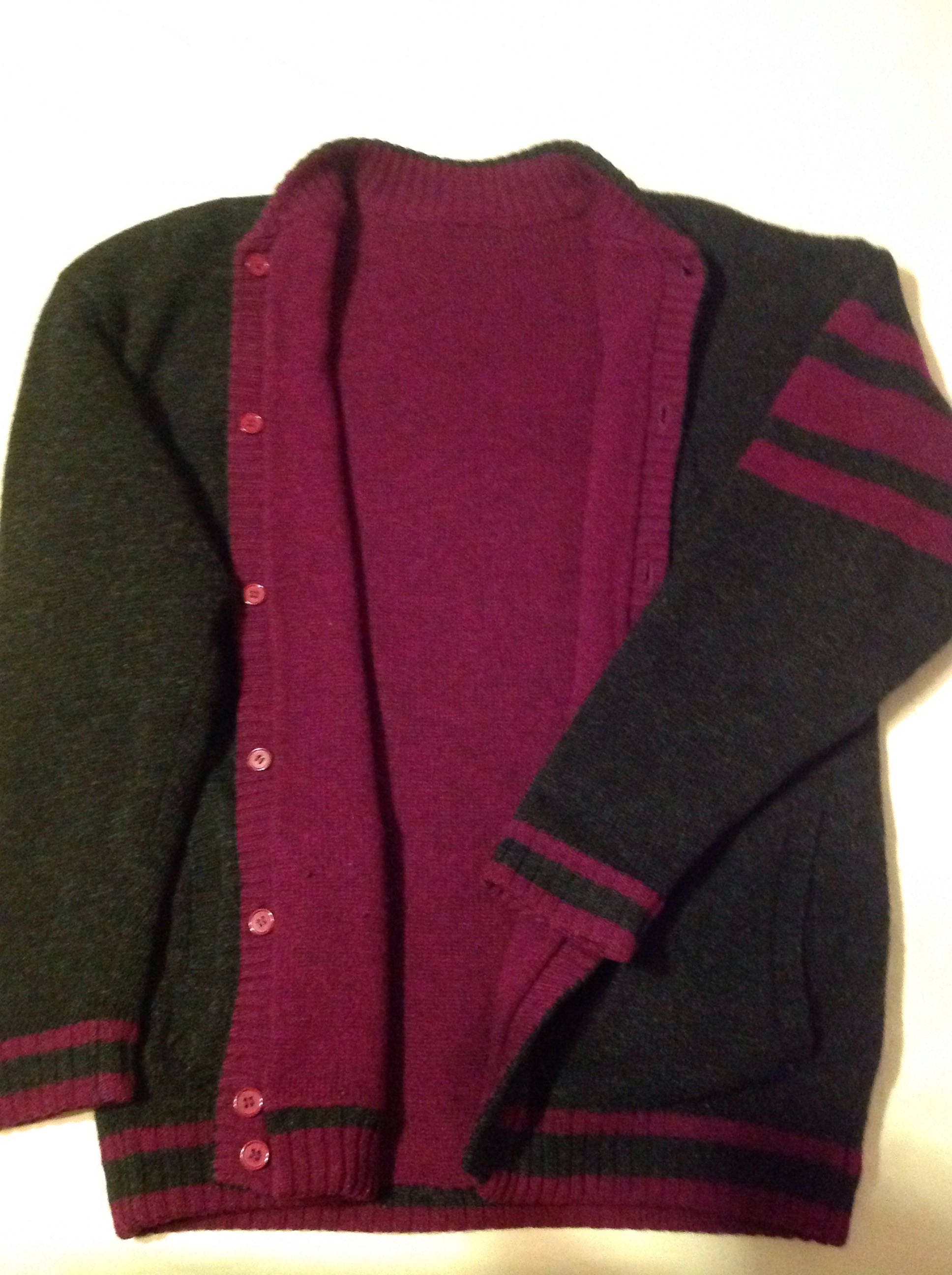 Unisex Reversible Cardigan in Wool and Acrylic Knit, Sizes L-XL 