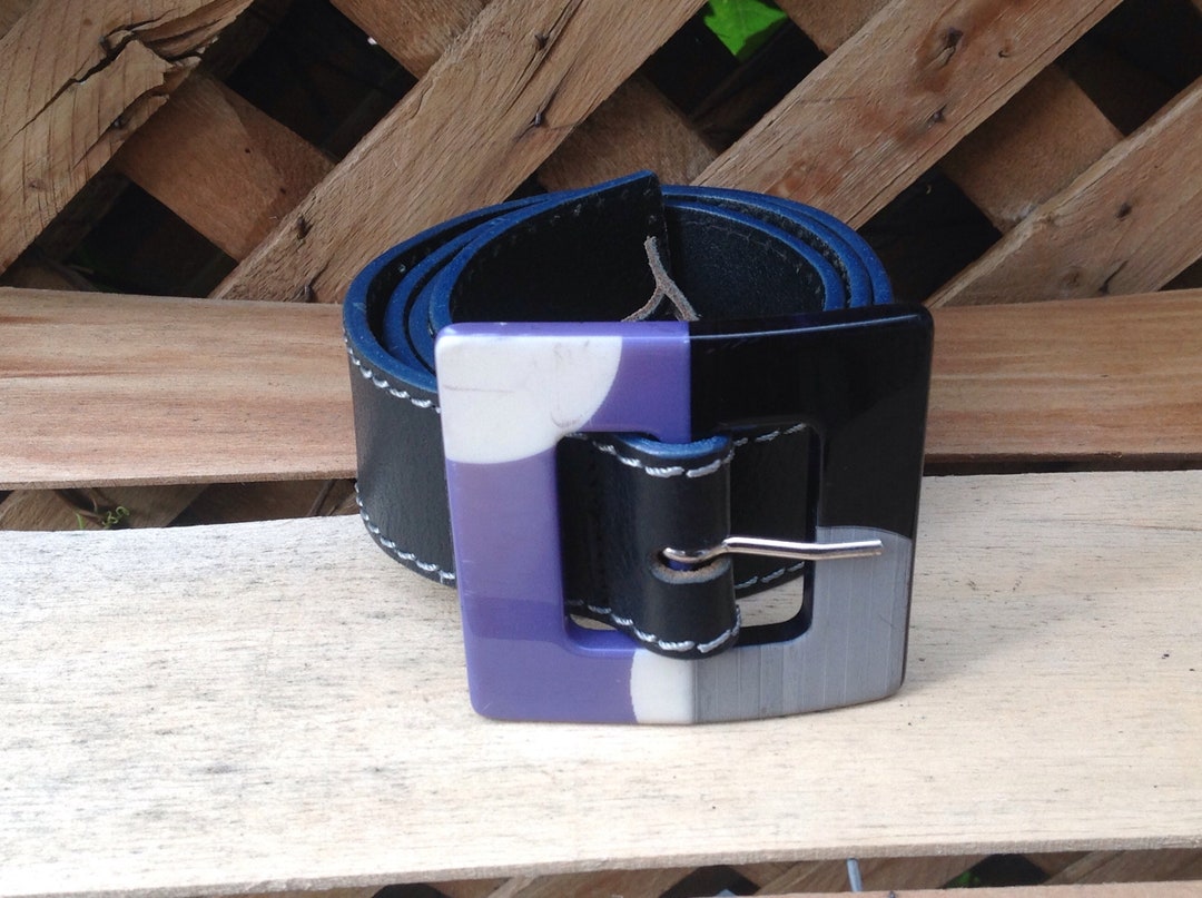 Buy Women's Belt in Italian Leather and Bakelite Buckle PELLETTERIA G4 Sz M  Online in India