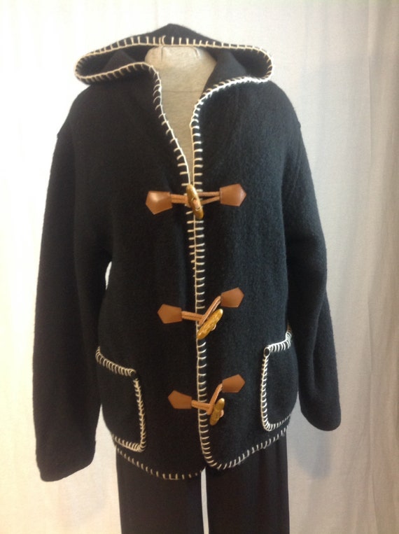 Tristan& Iseut cardigan 100% wool/vintage 1990/bl… - image 9