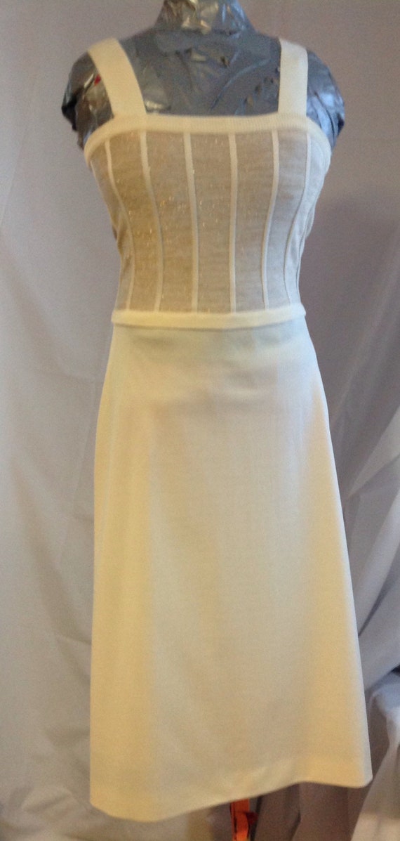 Vintage polyester/beige lamé gold/1970/ top/top la