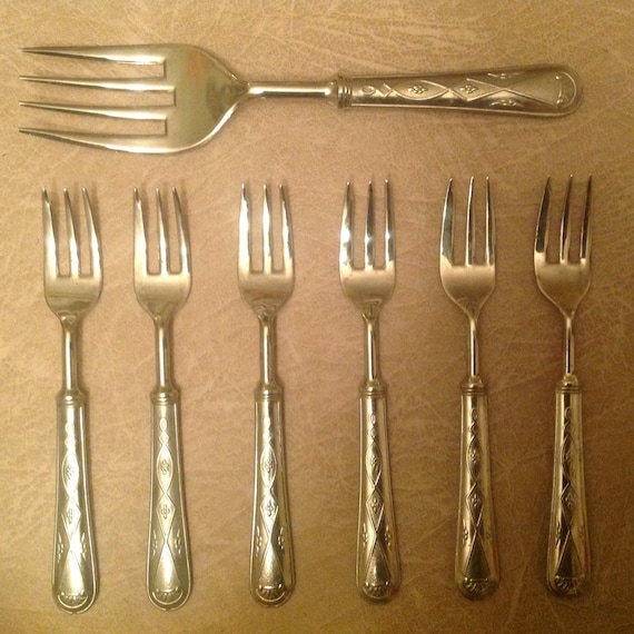 Antique Dessert and Fish Forks la S. Marco ARG 1000 Italy Set of