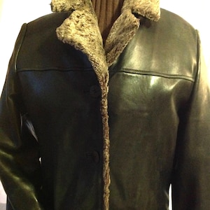 Vintage 1990s DANIER women&#39;s genuine leather and faux sheepskin straight coat