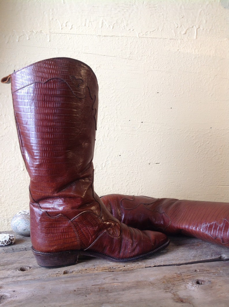 Women/'s western bootsall leather reptileCowgirlmade in Italysz 36 UE6 UShigh bootsTerra cottastreetweartrendy 2019