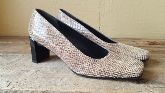Stuart Weitzman Women s Vintage Genuine Reptile Leather and Block Heel Shoes Sz 6B Career Woman Preppy Etsy UK