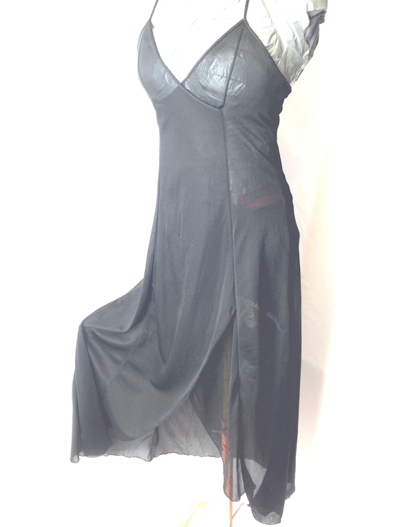 Robe de nuit/nuisette sexy transparente en nylon vintage 1980, taille M