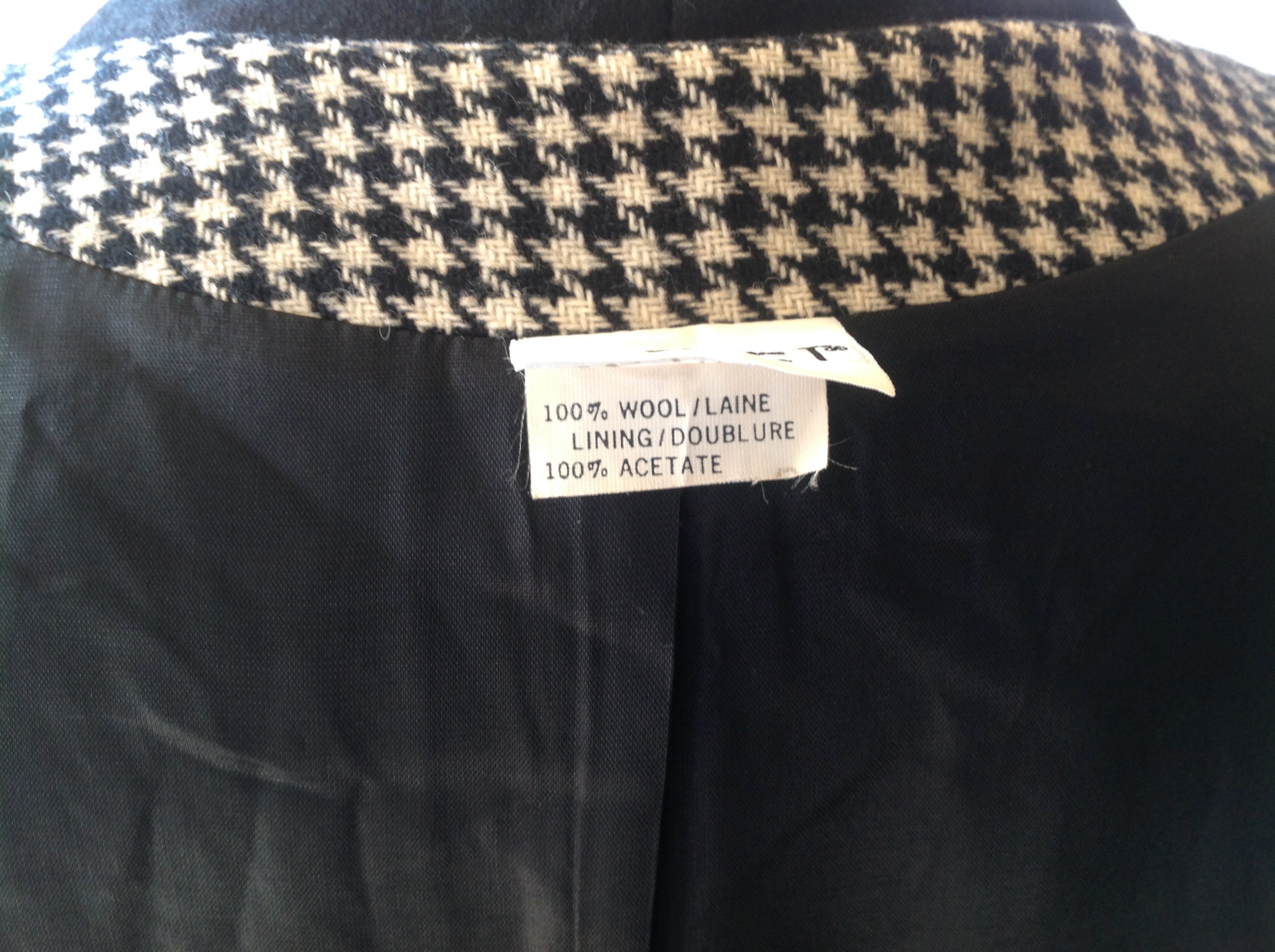 Vintage 1980 KORET 100% Wool Houndstooth Blazer Sz 10-12 US